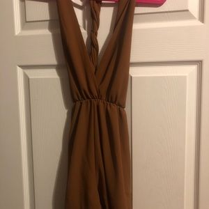 tan plunge romper multiwear